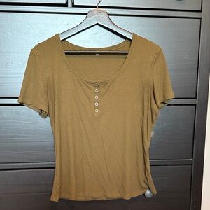 Lucky Brand Khaki Short Sleeve Top
